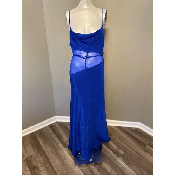 NWT CHRISTOPHER ESBER Mesh Panel Silk Maxi Dress - Picture 5 of 11